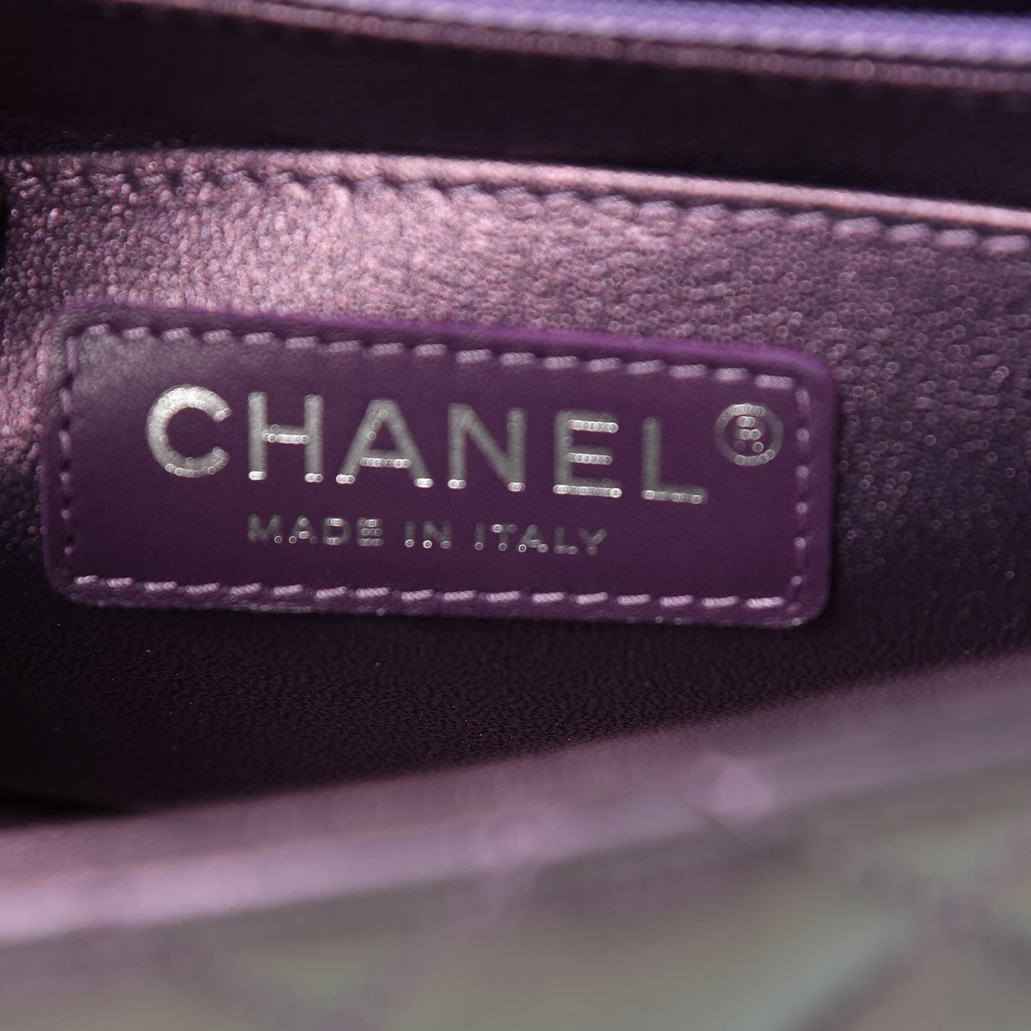 Chanel Iridescent Lambskin Quilted Mini Square Flap Dark Purple 6 of 10