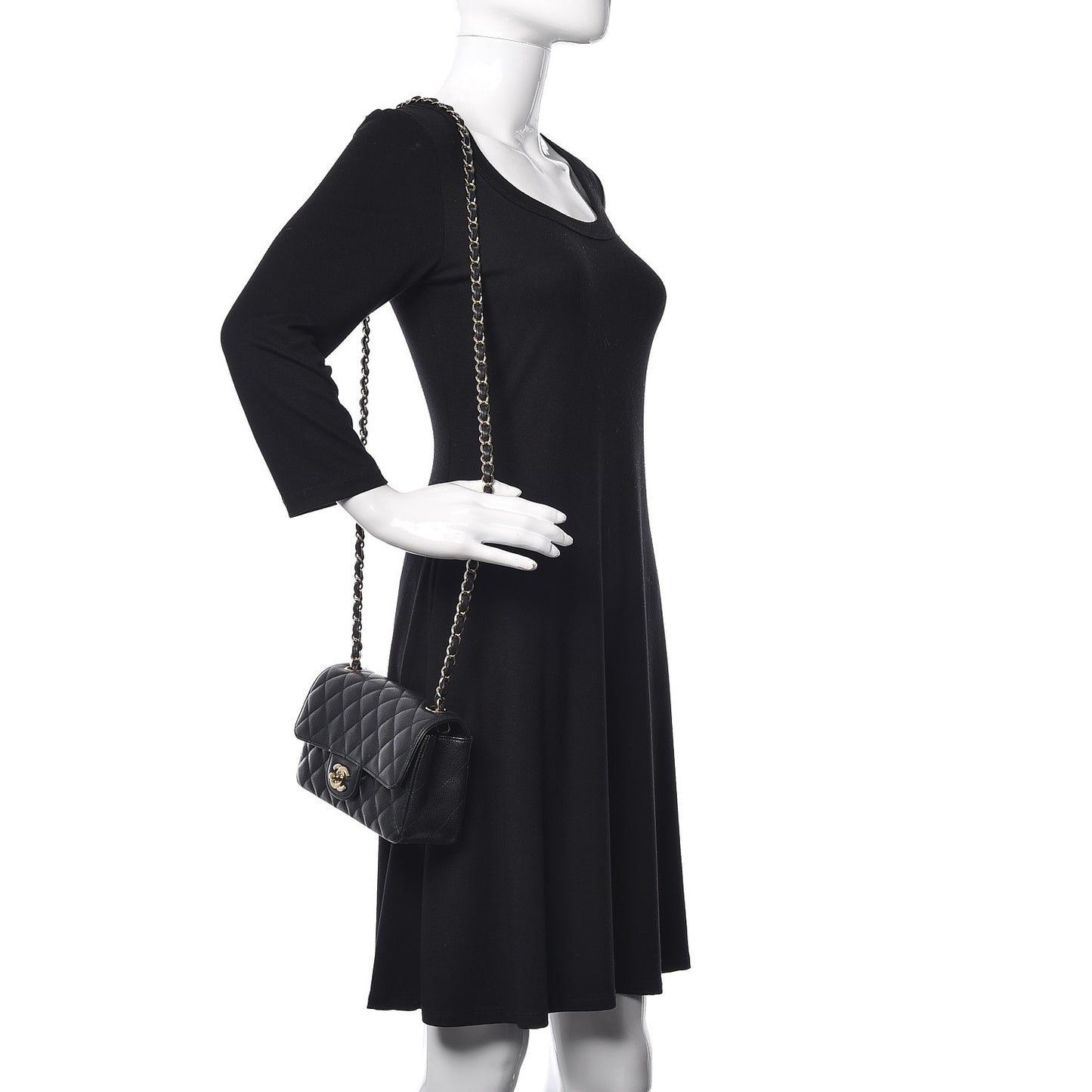 Caviar Quilted Mini Rectangular Flap Black
