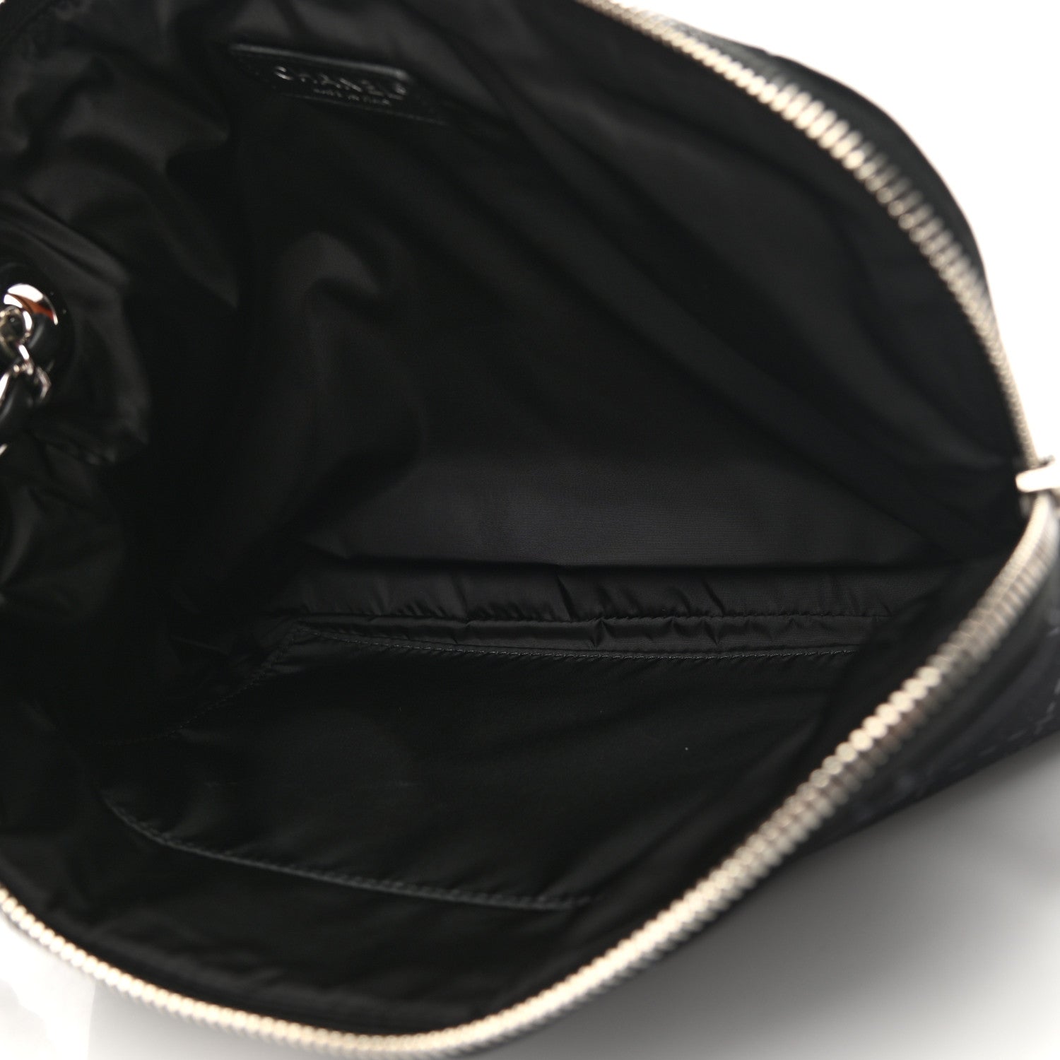 Chanel Neoprene Lambskin Printed Stitch Pouch With Handle Black 5 of 10