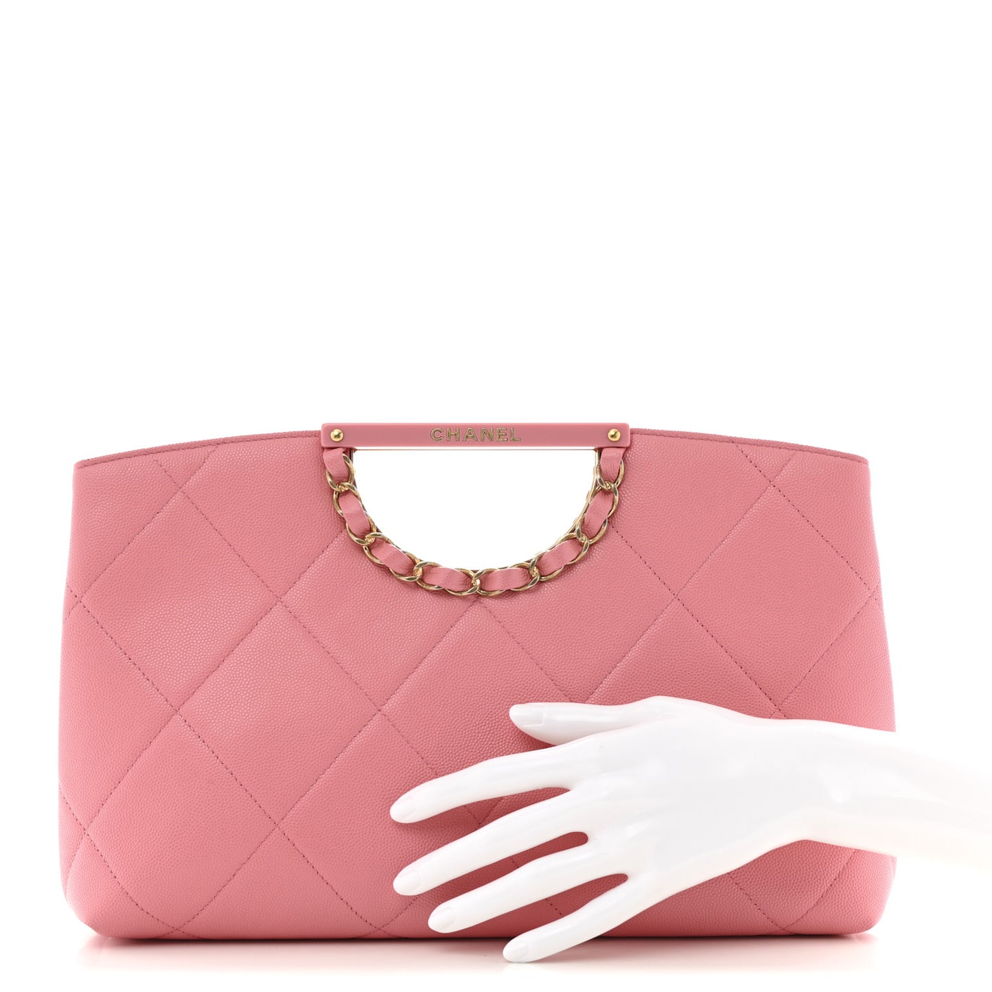 Caviar Quilted A Real Catch Clutch Pink