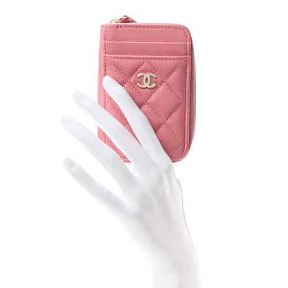 Chanel Caviar Quilted Zip Card Holder Pink 2 of 8