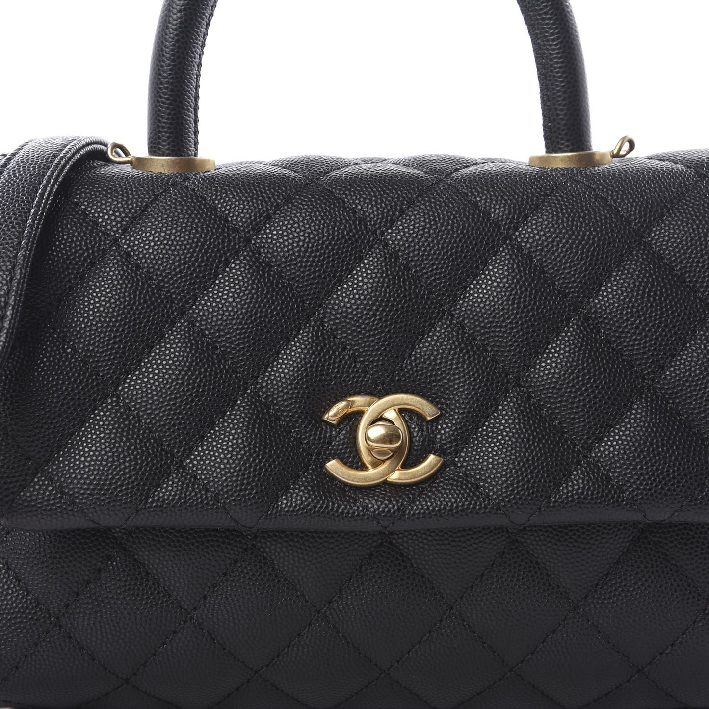 Caviar Quilted Mini Coco Handle Flap Black
