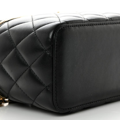 Chanel Lambskin Quilted Pearl Crush Small Vanity Case With Chain Black 9 of 10
