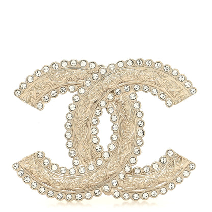 Chanel Crystal CC Brooch Light Gold 1 of 3