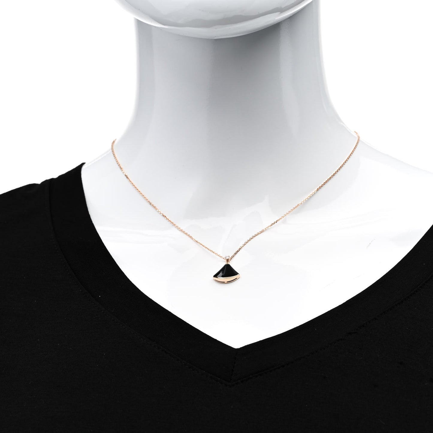 18K Rose Gold Diamond Black Onyx Divas' Dream Pendant Necklace