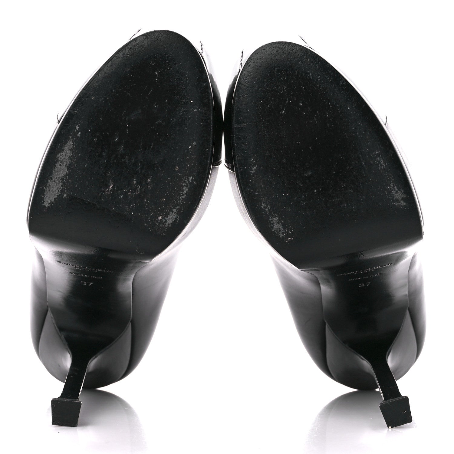 Saint Laurent Calfskin Vitello Vernice Tribtoo 105 Pumps 37 Black 5 of 8