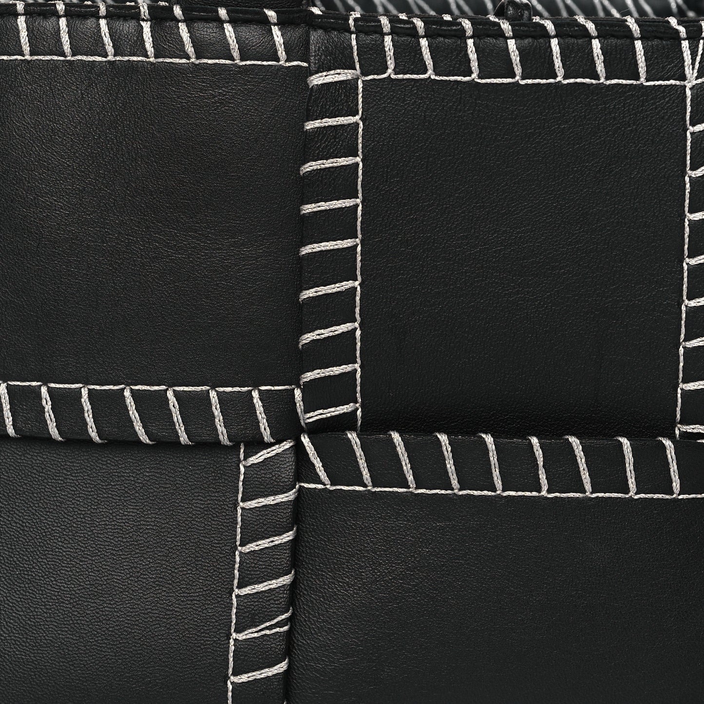 Nappa Maxi Intrecciato Overlock Stitched Small Arco Tote Black Silver