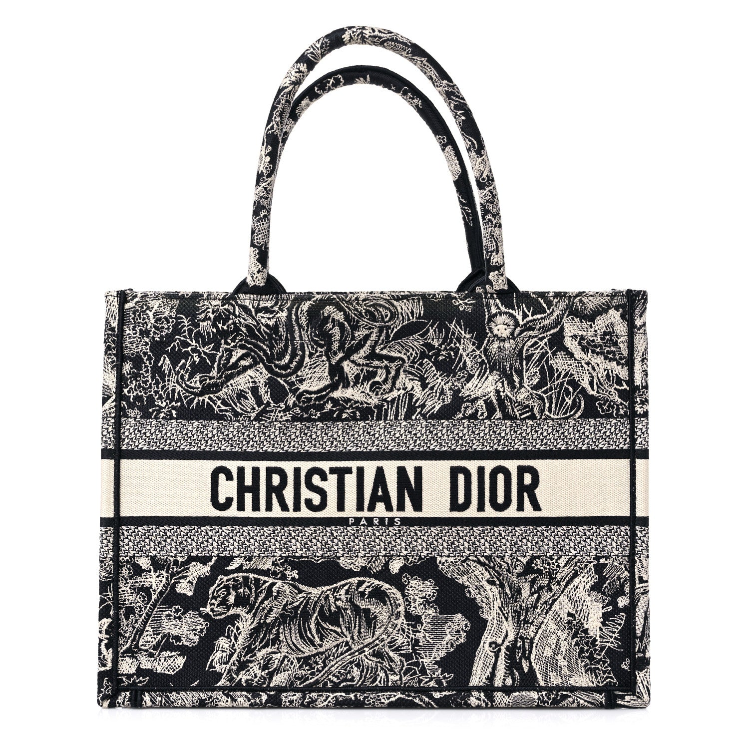 Christian Dior Canvas Embroidered Medium Dioriviera Toile De Jouy Reverse Book Tote Blue 1 of 12