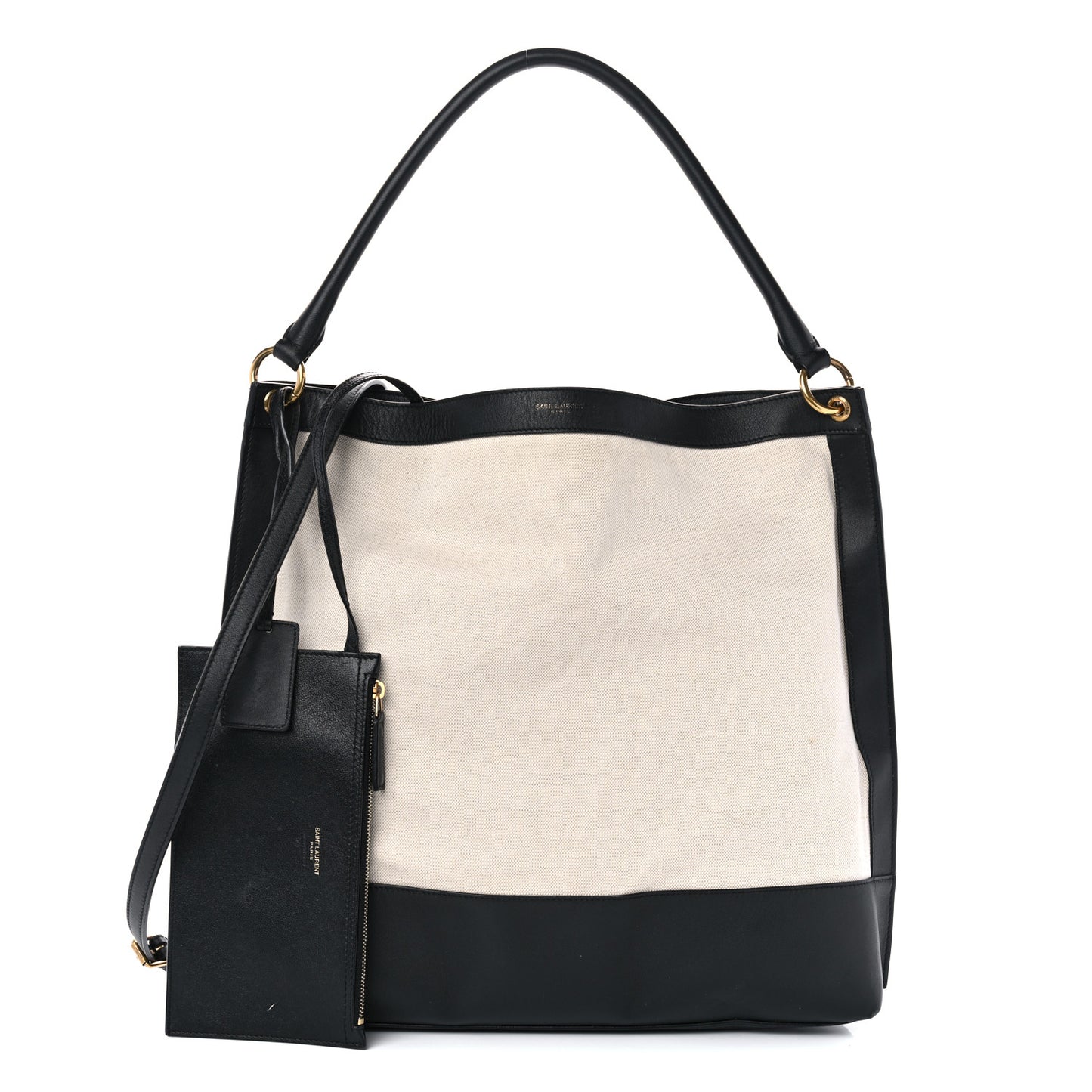 Canvas Calfskin Tag Hobo White Black