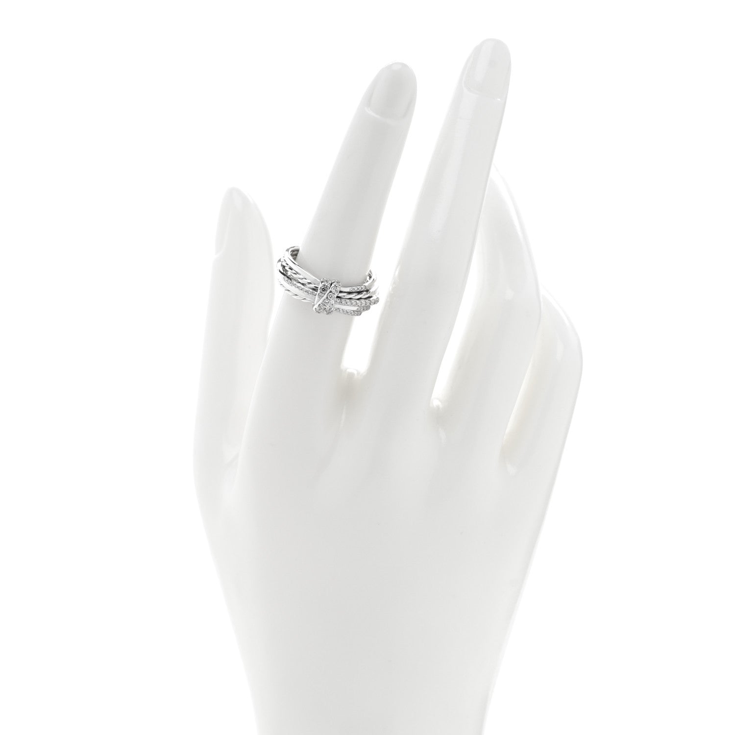 David Yurman Sterling Silver Diamond 7.5mm Angelika Ring 54 6.75 2 of 5