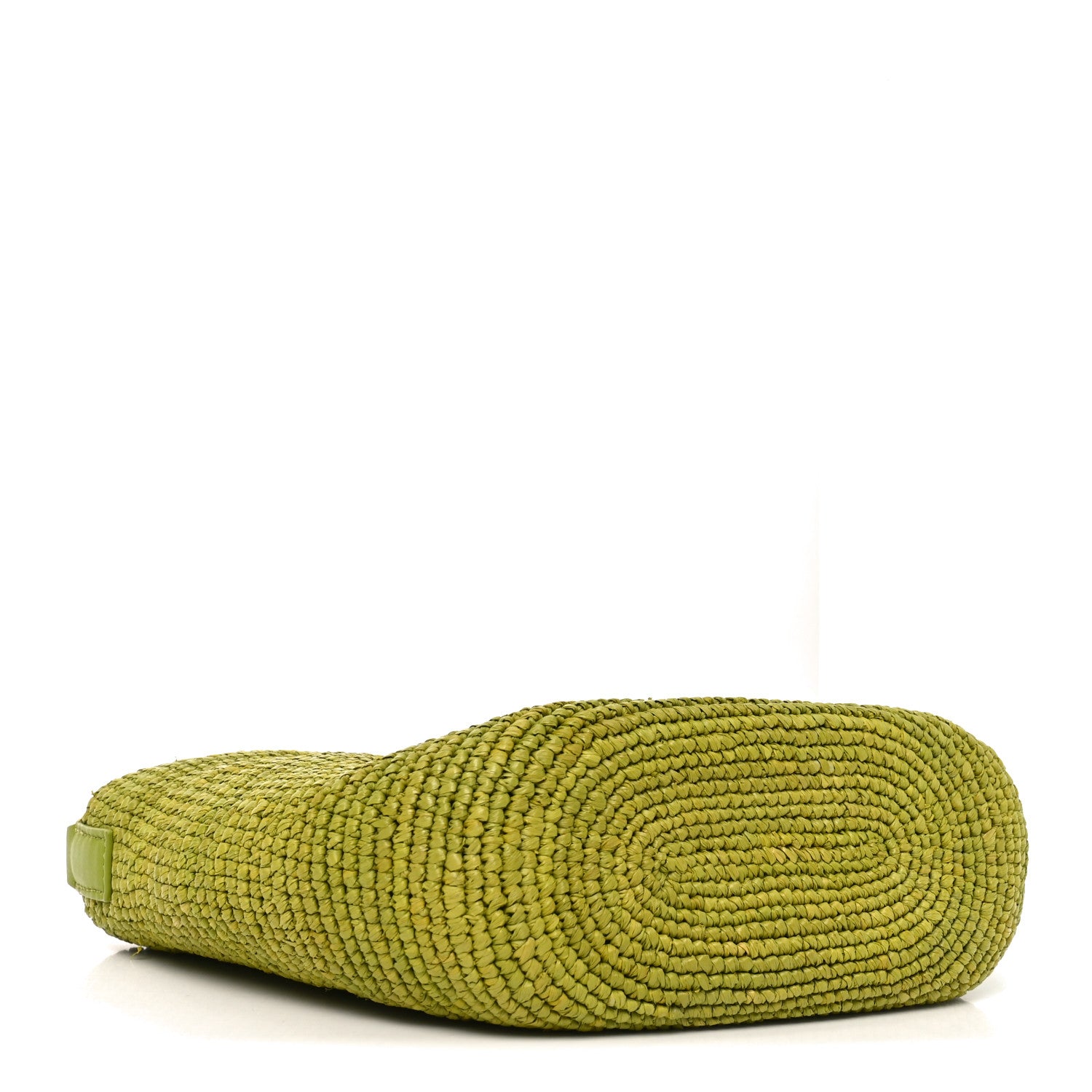 Loewe Raffia Calfskin Slit Pochette Bag Green 4 of 9