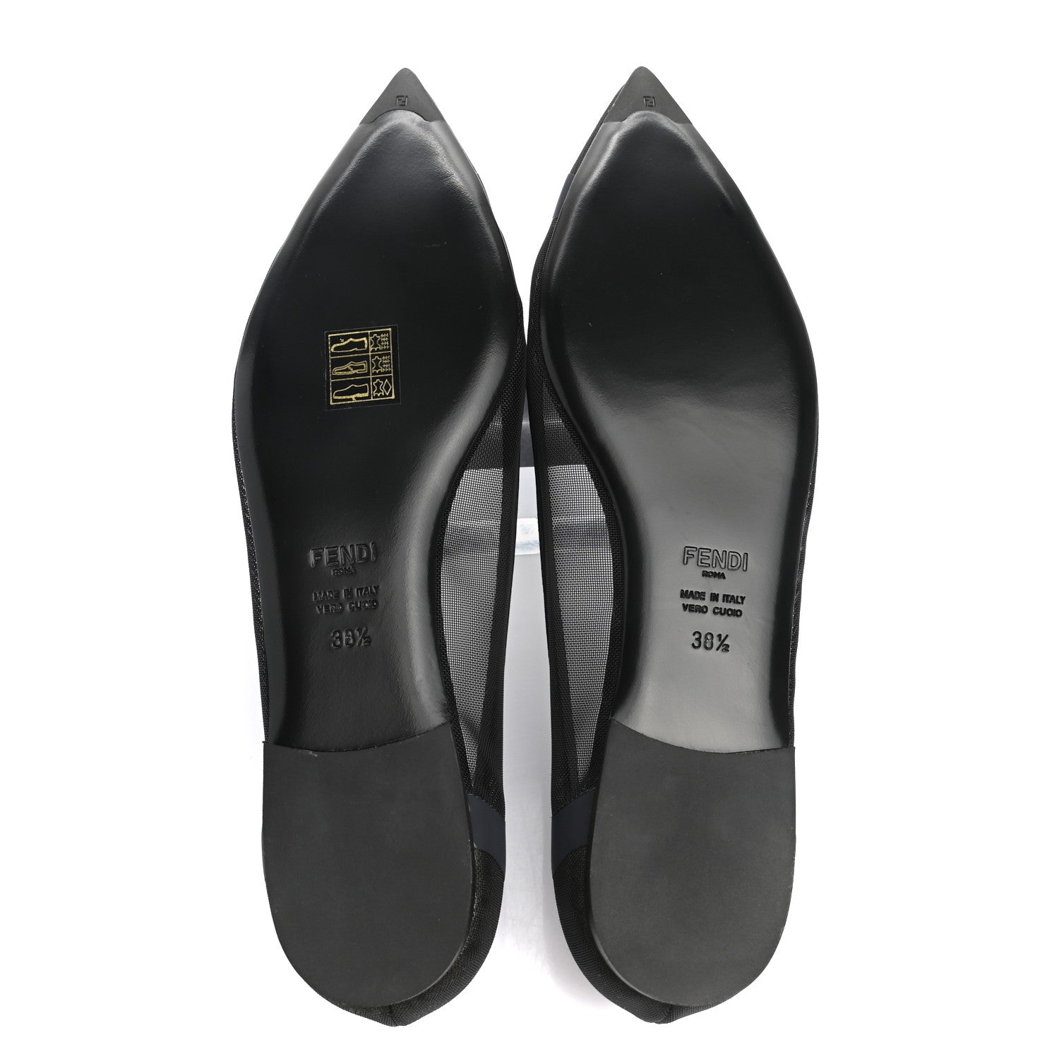 Fendi Mesh Skimmer Ballerina Flats 38.5 Navy Black 5 of 7
