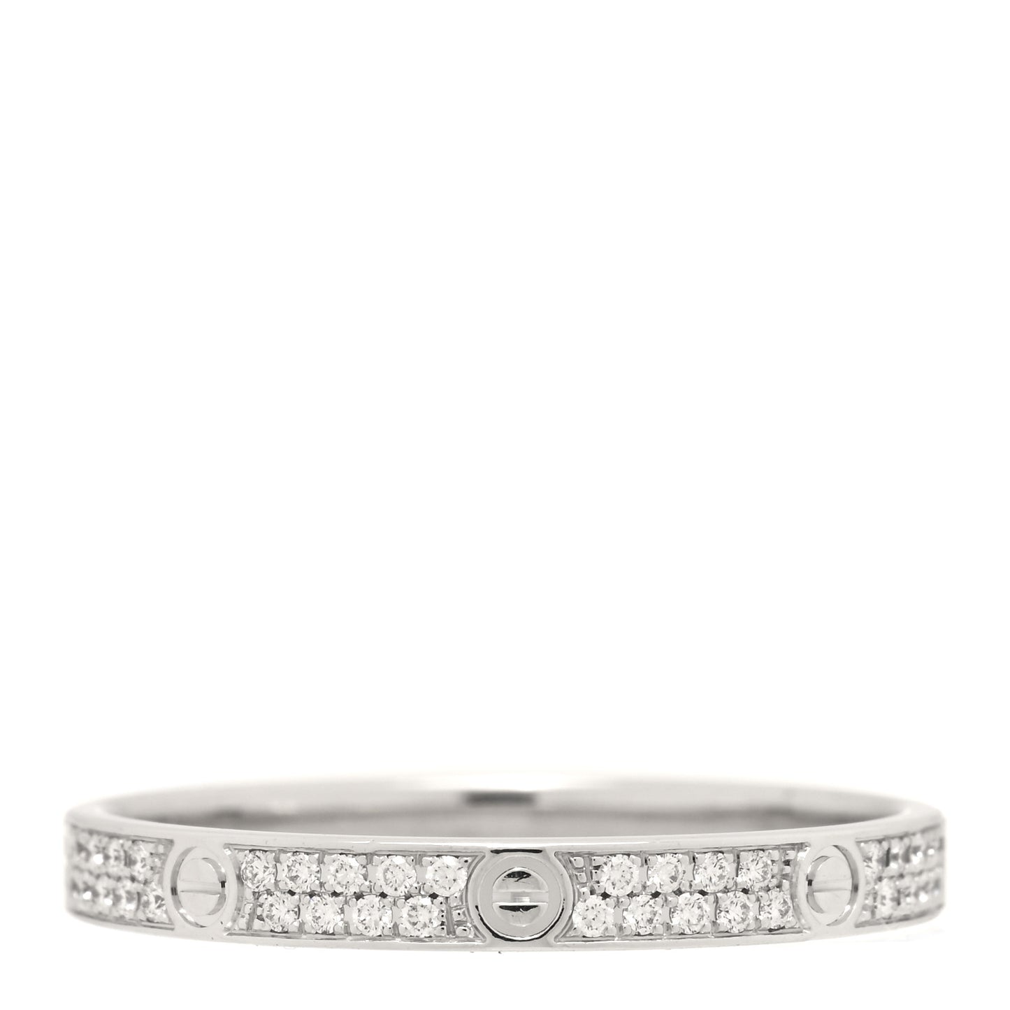 18K White Gold Diamond 2.6mm LOVE Paved Band Ring 57 8