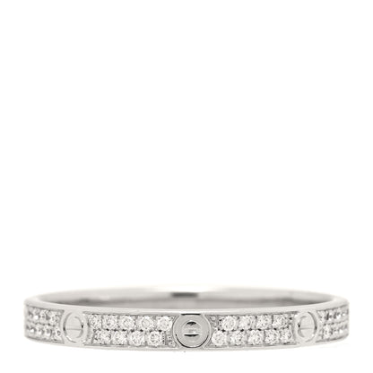 Cartier 18K White Gold Diamond 2.6mm LOVE Paved Band Ring 57 8 3 of 5
