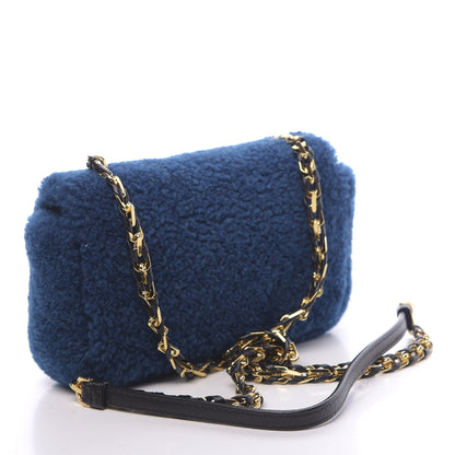 Fendi Shearling Nappa Mini Be Baguette Shoulder Bag Blue Black 3 of 11