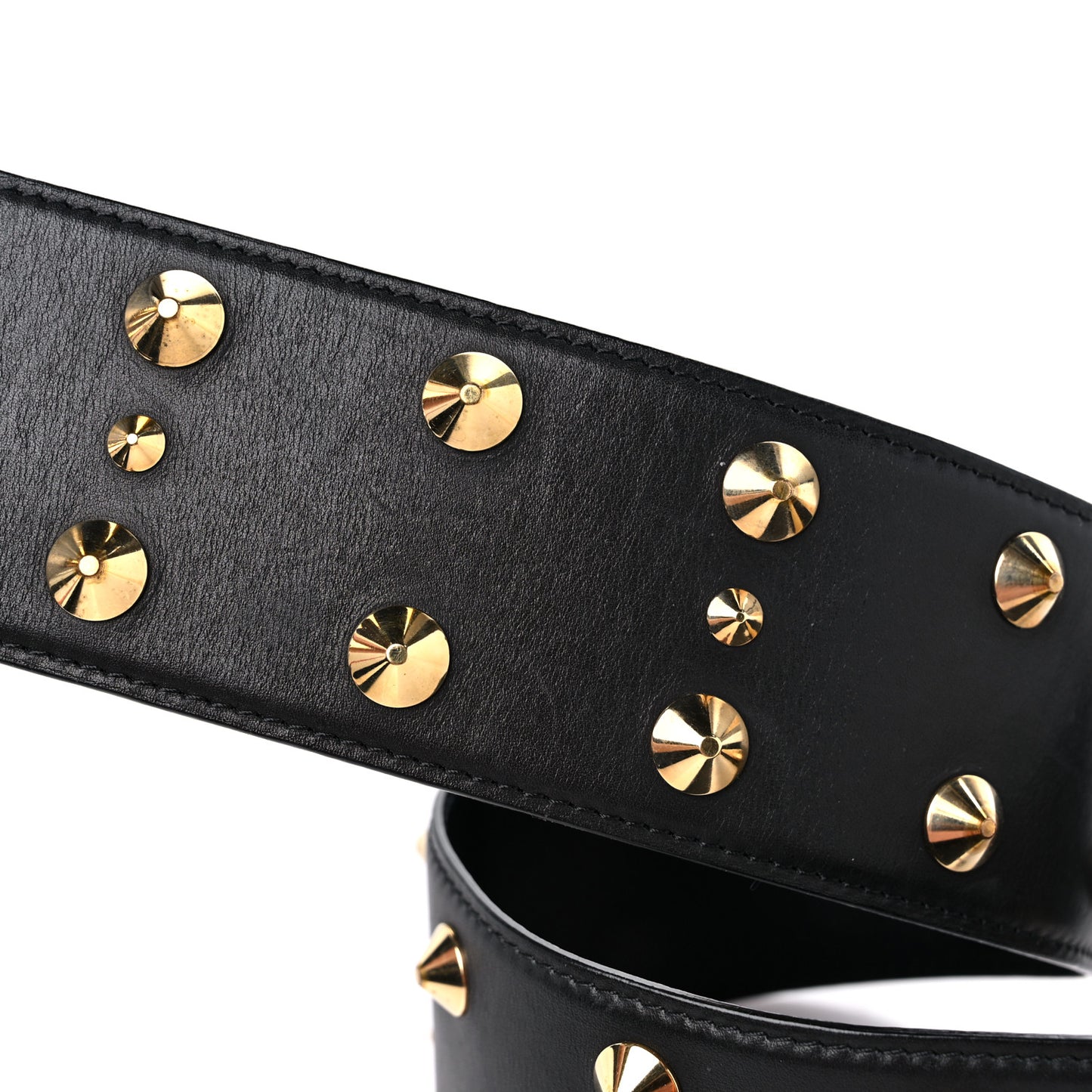 Calfskin LV Initiales Clous Belt 75 30 Black Gold
