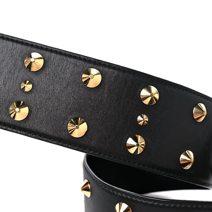 Louis Vuitton Calfskin LV Initiales Clous Belt 75 30 Black Gold 6 of 6
