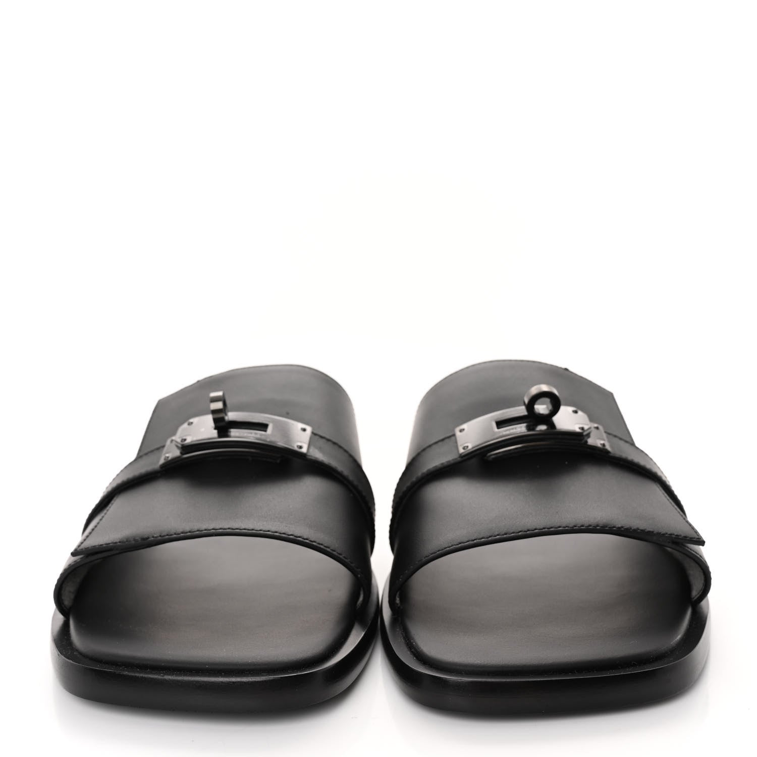 Hermes Calfskin Mens Gabriel Sandals 42 So Black 2 of 10