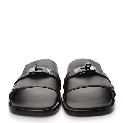 Hermes Calfskin Mens Gabriel Sandals 42 So Black 2 of 10