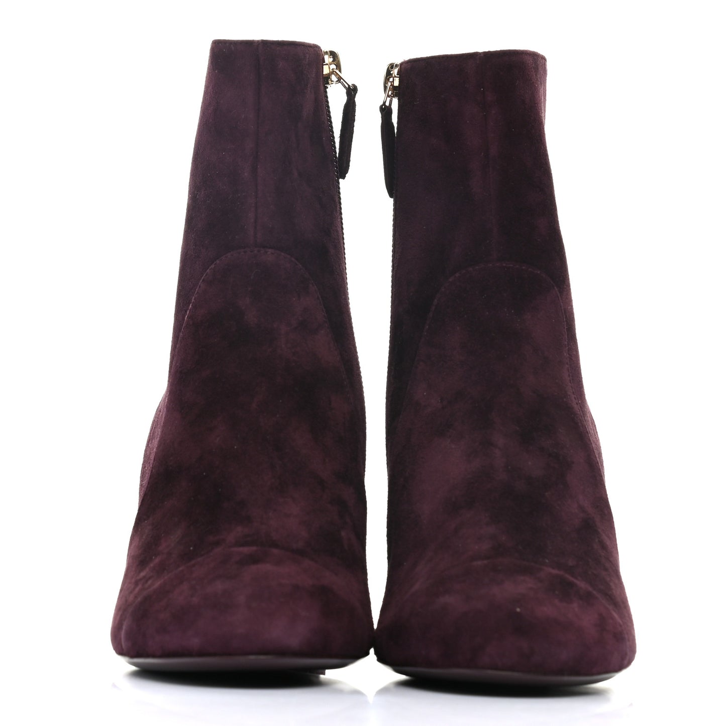 Suede Calfskin Chain Boots 38 Burgundy