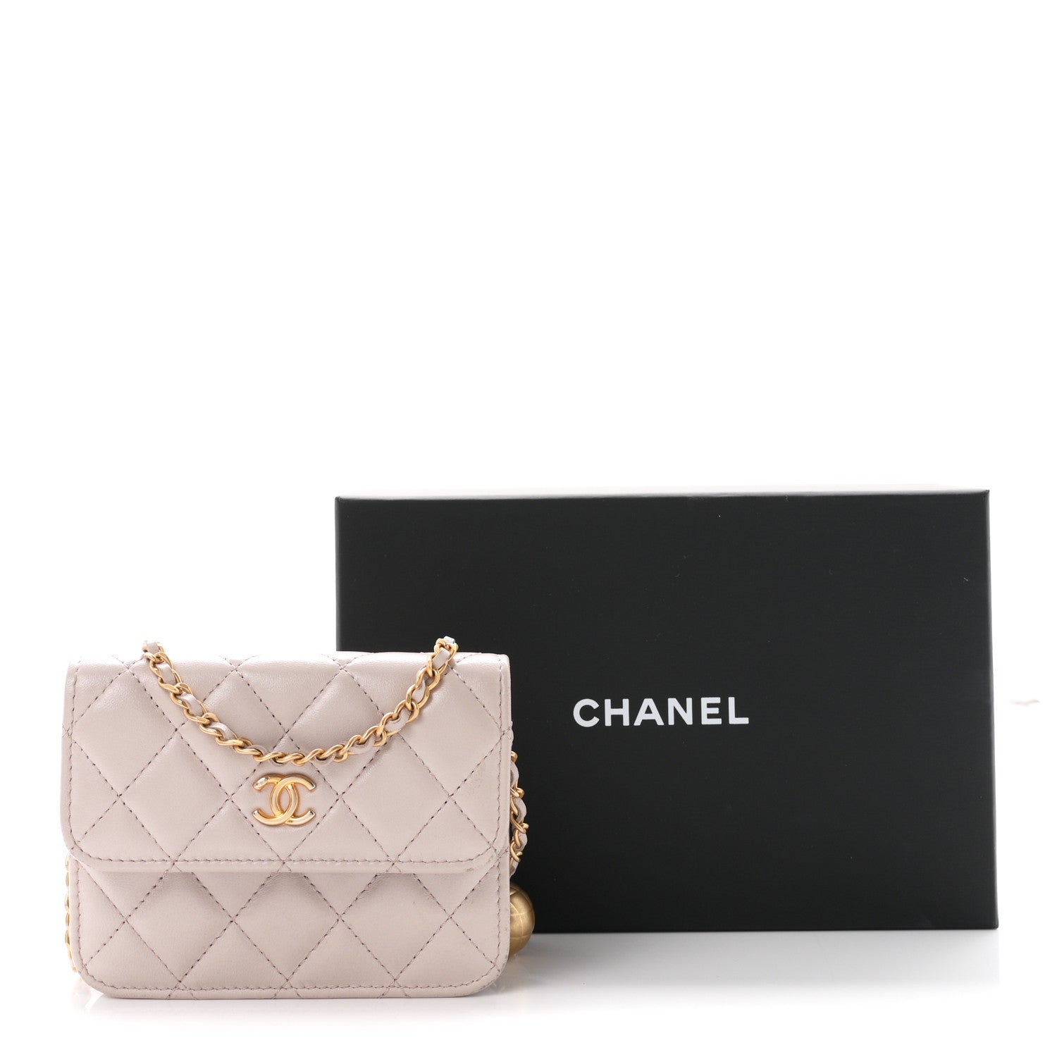 Chanel Lambskin Quilted CC Pearl Crush Wallet on Chain WOC Light Purple 13 of 13