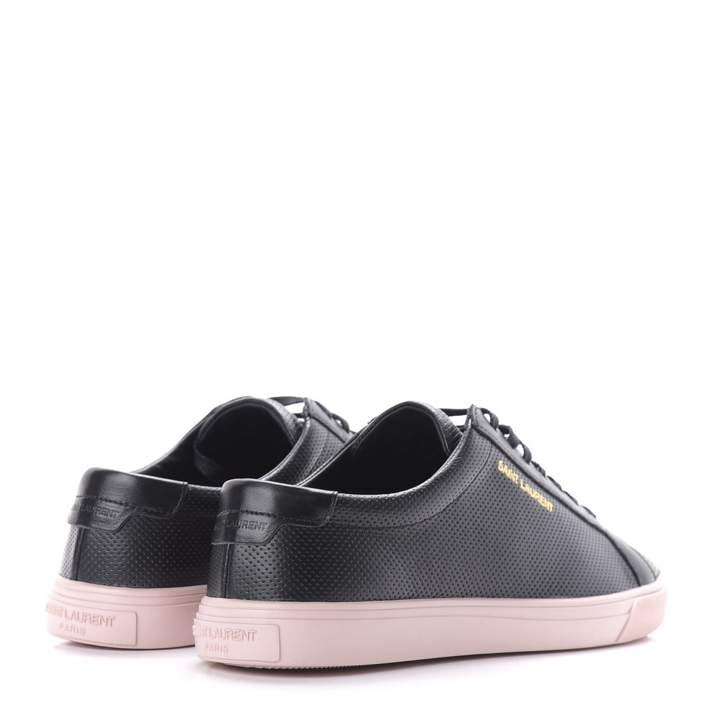 Calfskin Perforated Womens Andy Low Top Sneakers 37 Black Pink
