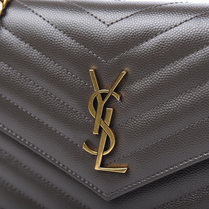 Saint Laurent Grain De Poudre Matelasse Chevron Monogram Envelope Chain Wallet Pebble 10 of 11