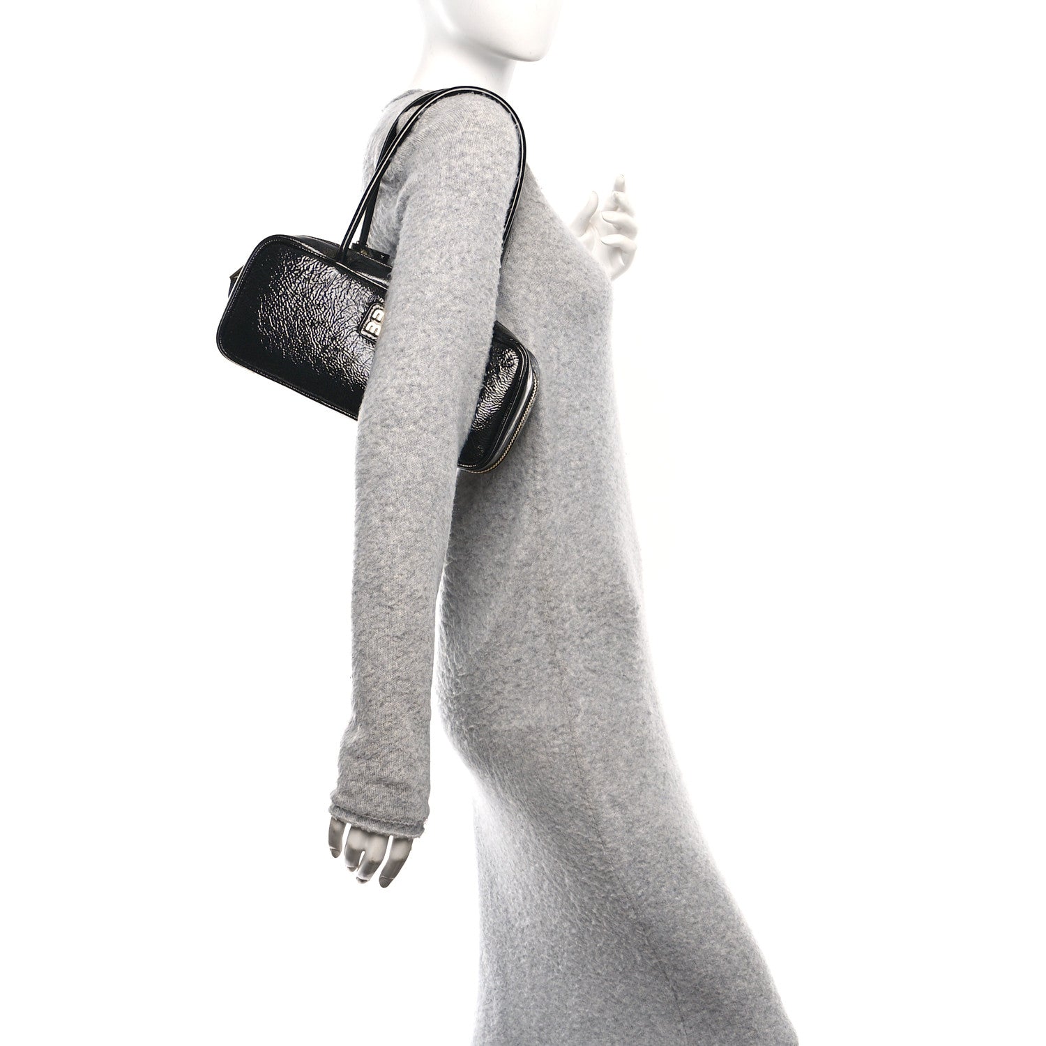 Miu Miu Naplak Patent Small Beau Top Handle Bag Black 1789710