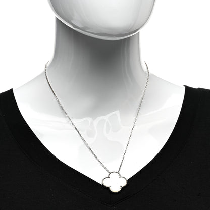 Van Cleef & Arpels 18K White Gold Mother of Pearl Magic Alhambra Pendant Necklace 2 of 5