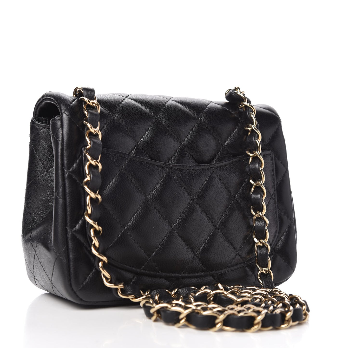 Lambskin Quilted Mini Square Flap Black