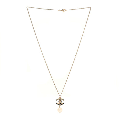 Chanel Enamel Pearl CC Baroque Drop Necklace Black Gold 3 of 5