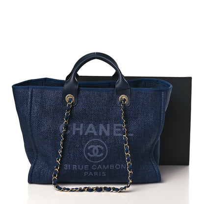 Chanel Woven Straw Raffia Medium Deauville Tote Navy 9 of 9