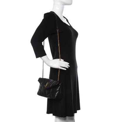 Saint Laurent Lambskin Quilted Toy Loulou Puffer Monogram Chain Satchel Black 2 of 9