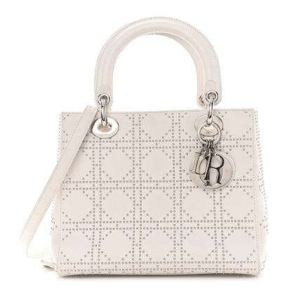 Christian Dior Lambskin Studded Cannage Medium Lady Dior White 1 of 13