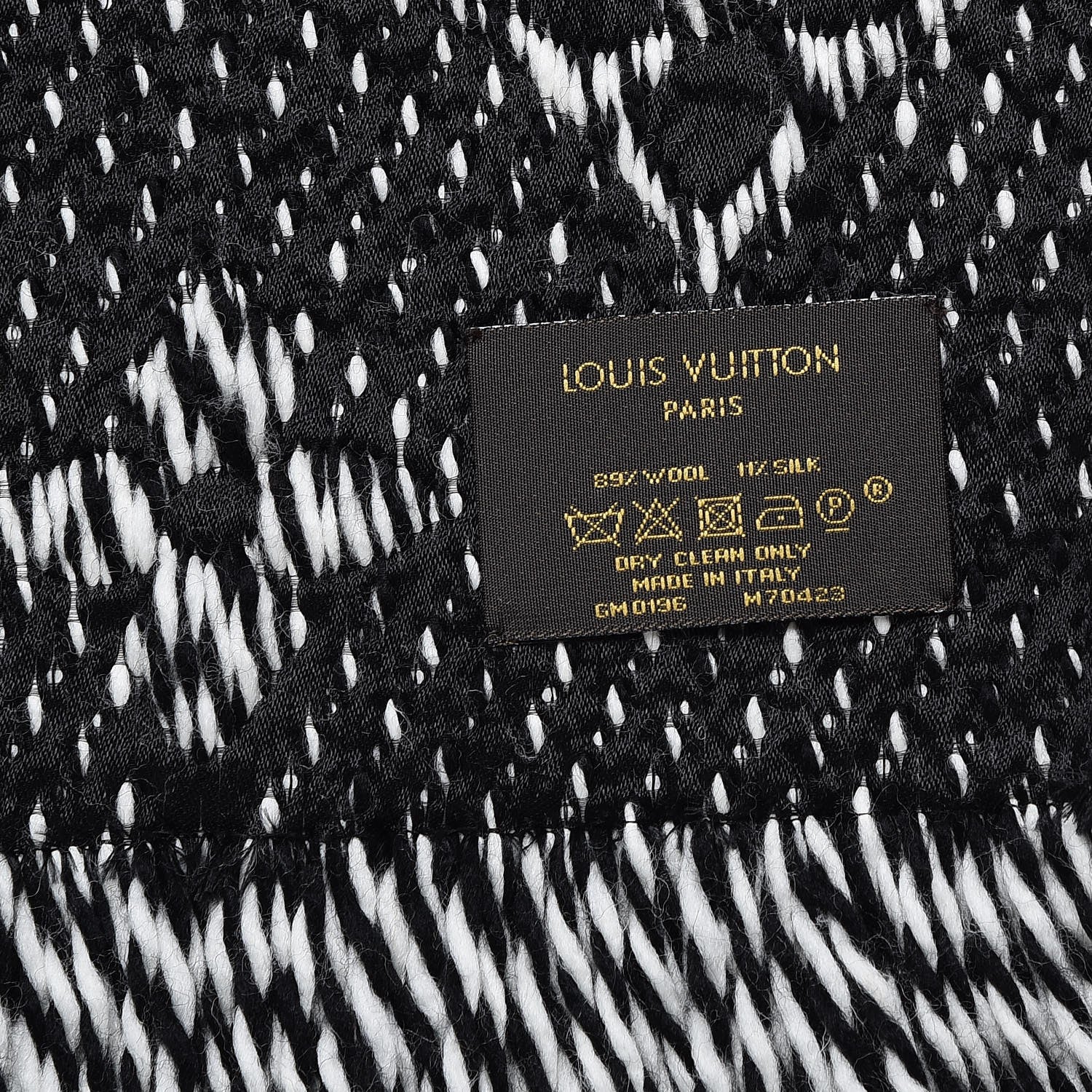 Louis Vuitton Wool Silk Logomania Mix Scarf Black 4 of 4