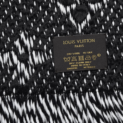 Louis Vuitton Wool Silk Logomania Mix Scarf Black 4 of 4