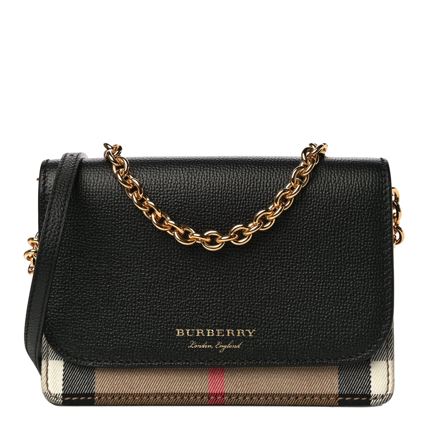 Burberry Calfskin Vintage Check Small Loxley Crossbody Black 1 of 9