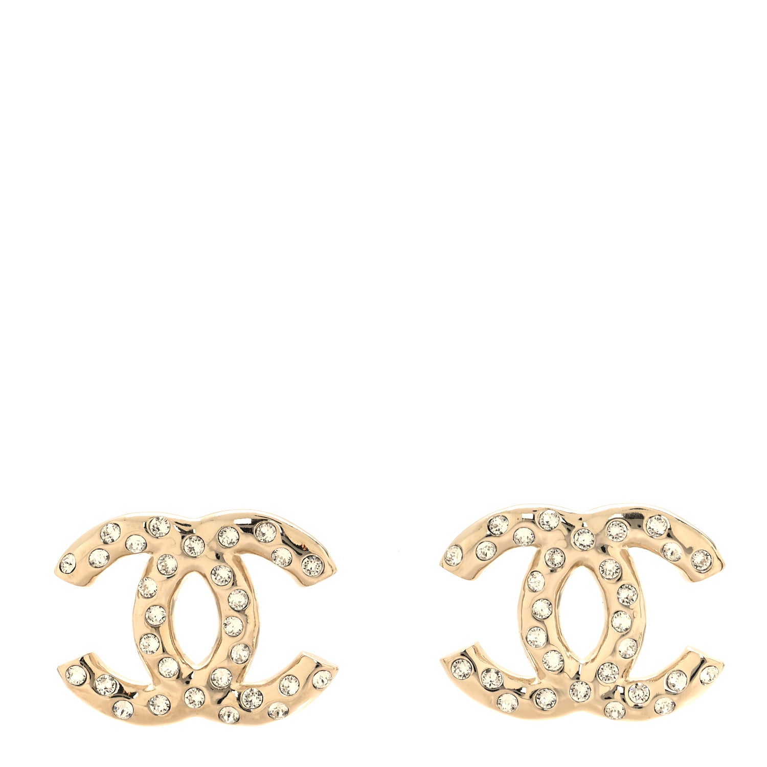 Chanel Crystal CC Earrings Gold 1 of 4