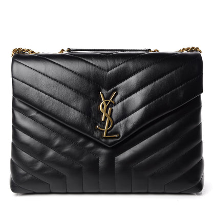 Saint Laurent Calfskin Y Quilted Monogram Medium Loulou Chain Satchel Black 1 of 14