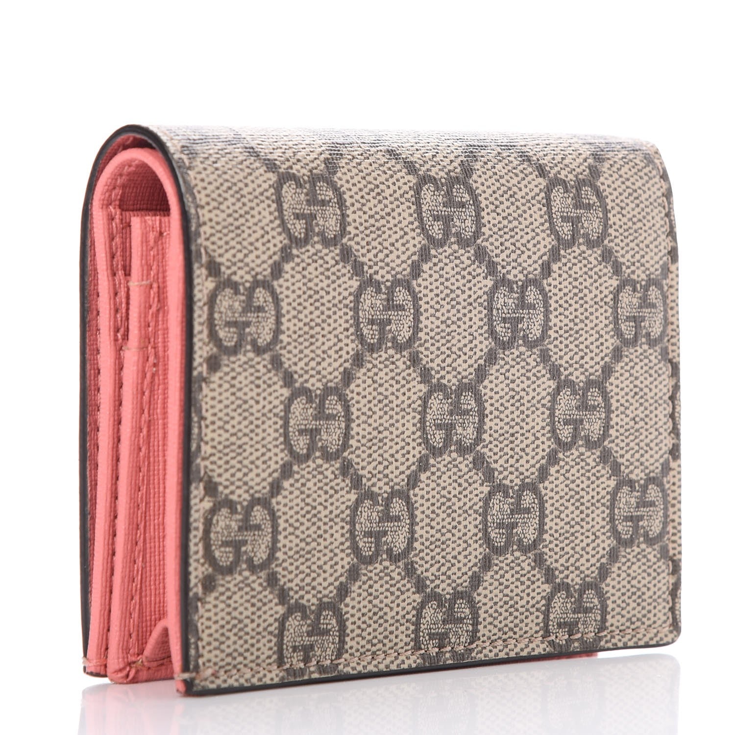 Gucci GG Supreme Monogram Face Embroidered Card Case Wallet Pink 3 of 7