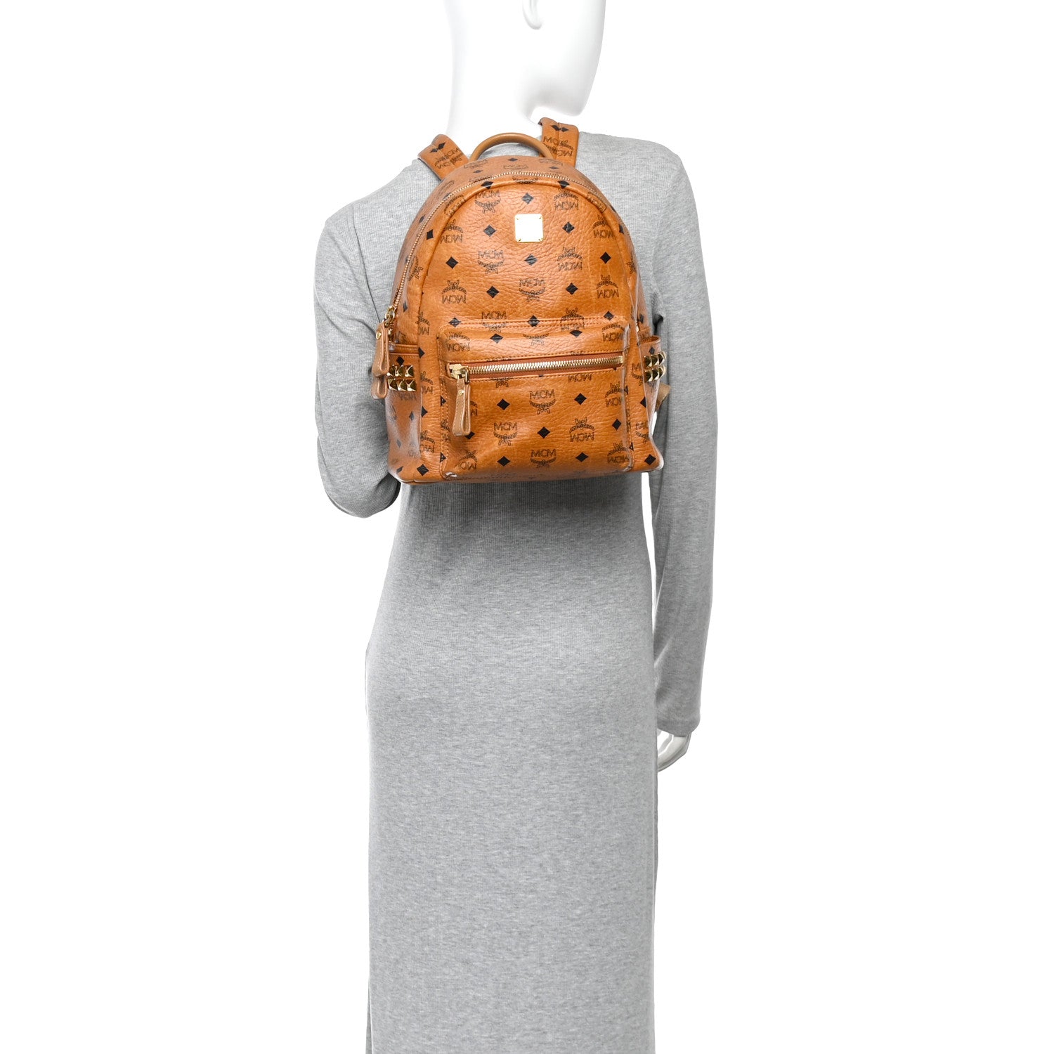 MCM Visetos Small Side Stud Stark Backpack Cognac 2 of 9