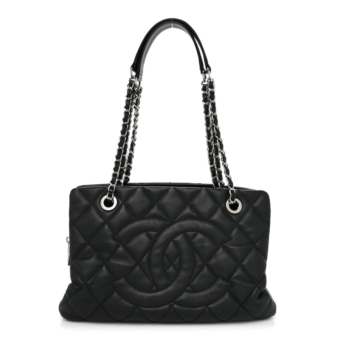 Caviar Quilted Timeless CC Shopping Tote Black