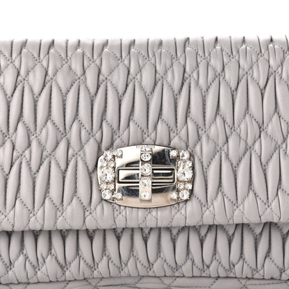 Miu Miu Nappa Matelasse Crystal Flap Clutch Grey 10 of 11
