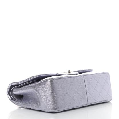 Chanel Metallic Lambskin Quilted Jumbo Double Flap Light Grey 3 of 5