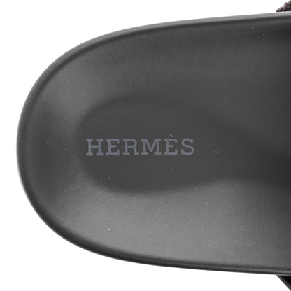 Hermes Techno Fringed H Canvas Caflskin Womens Chypre Sandals 41 Prunoir Black 7 of 10