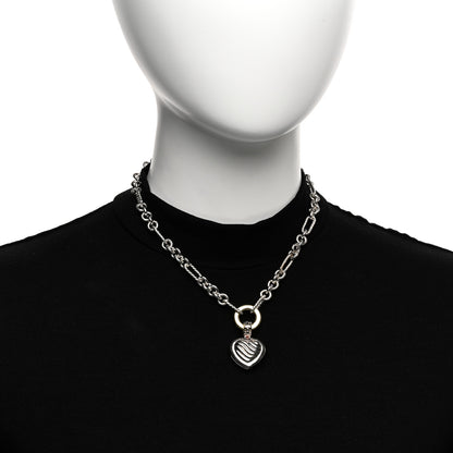 David Yurman Sterling Silver 18K Yellow Gold Cable Heart Figaro Necklace 2 of 4