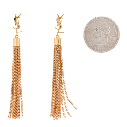 Saint Laurent Metal Monogram Loulou Tassel Earrings Gold 2 of 3