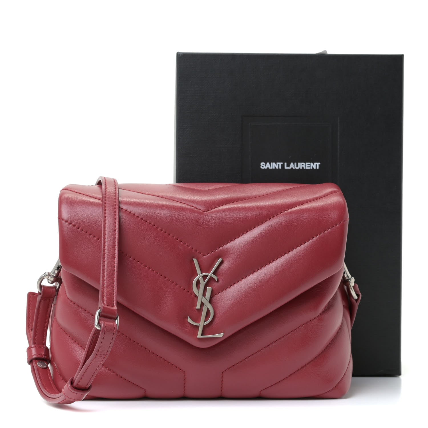 Saint Laurent Calfskin Y Quilted Monogram Toy Loulou Crossbody Bag New Lipstick 11 of 11