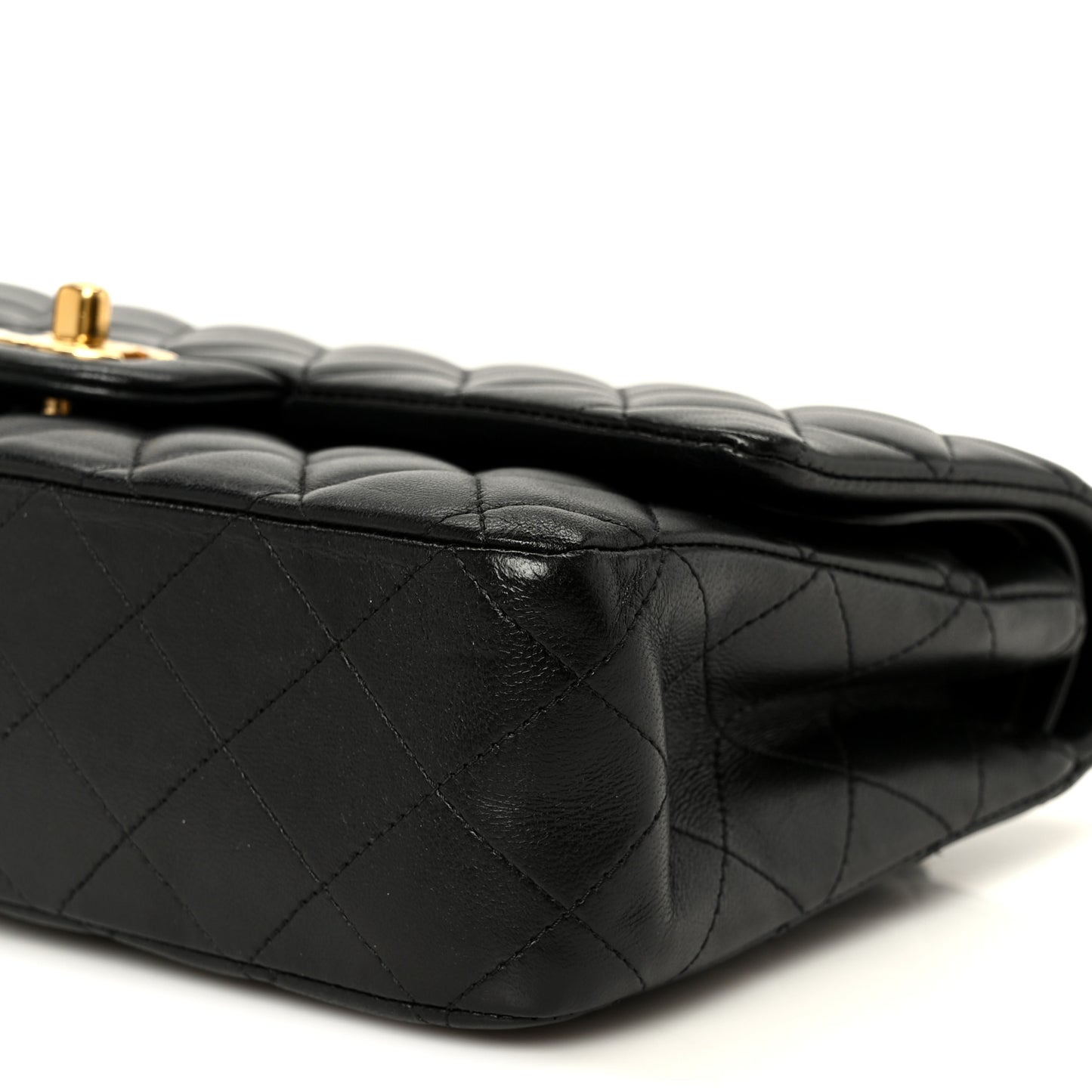 Lambskin Quilted Medium Double Flap Black