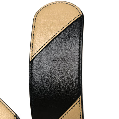 Gucci Calfskin Striped Textured Double G 50mm Belt 95 38 Black Beige 5 of 5